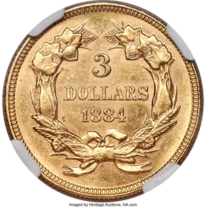 image for: 1884 $3 MS62 NGC....