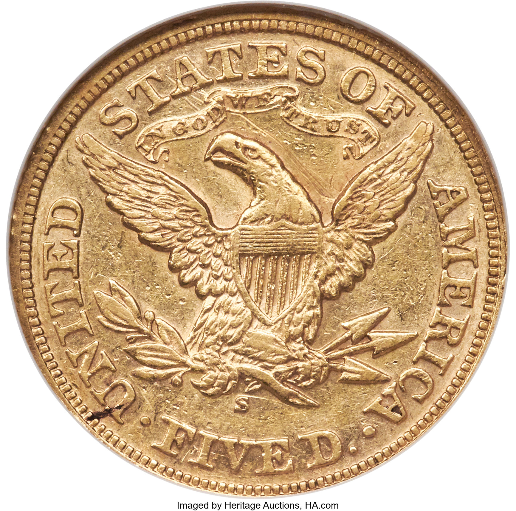 image for: 1870-S $5 AU50 NGC....