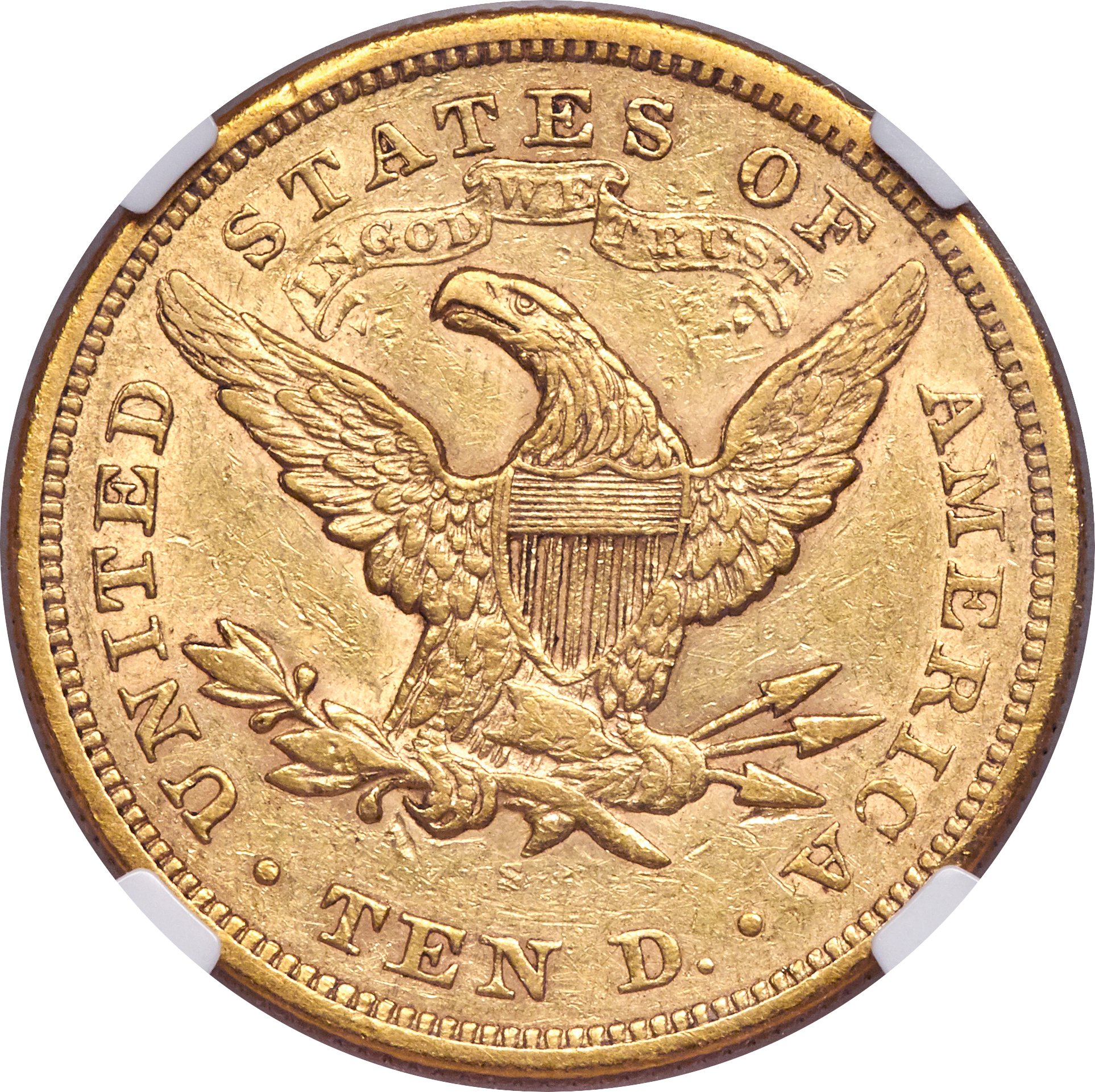 image for: 1866-S $10 Motto AU50 NGC....