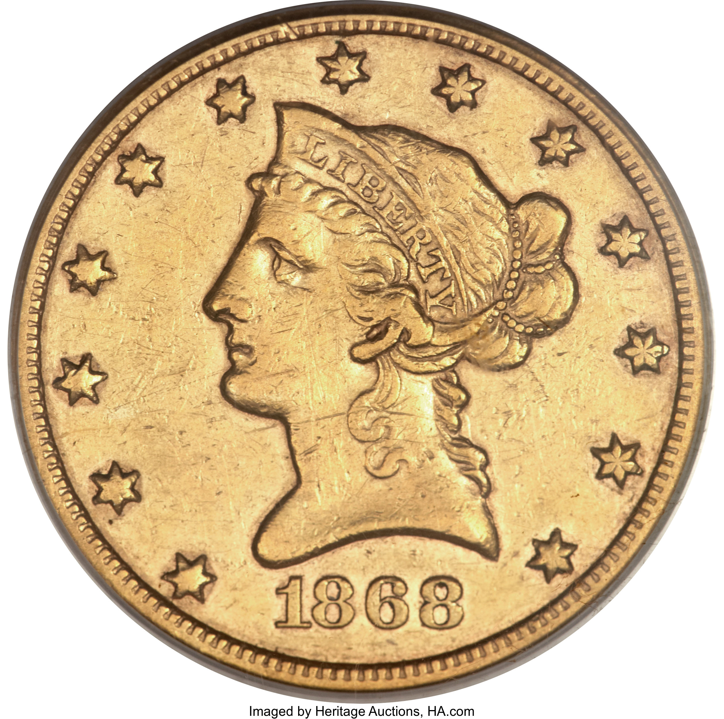 image for: 1868-S $10 XF45 PCGS....