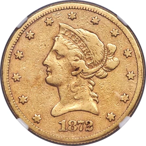 image for: 1872-CC $10 Fine 15 NGC. Variety 1-B....