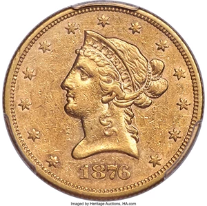 image for: 1876-S $10 XF45 PCGS....