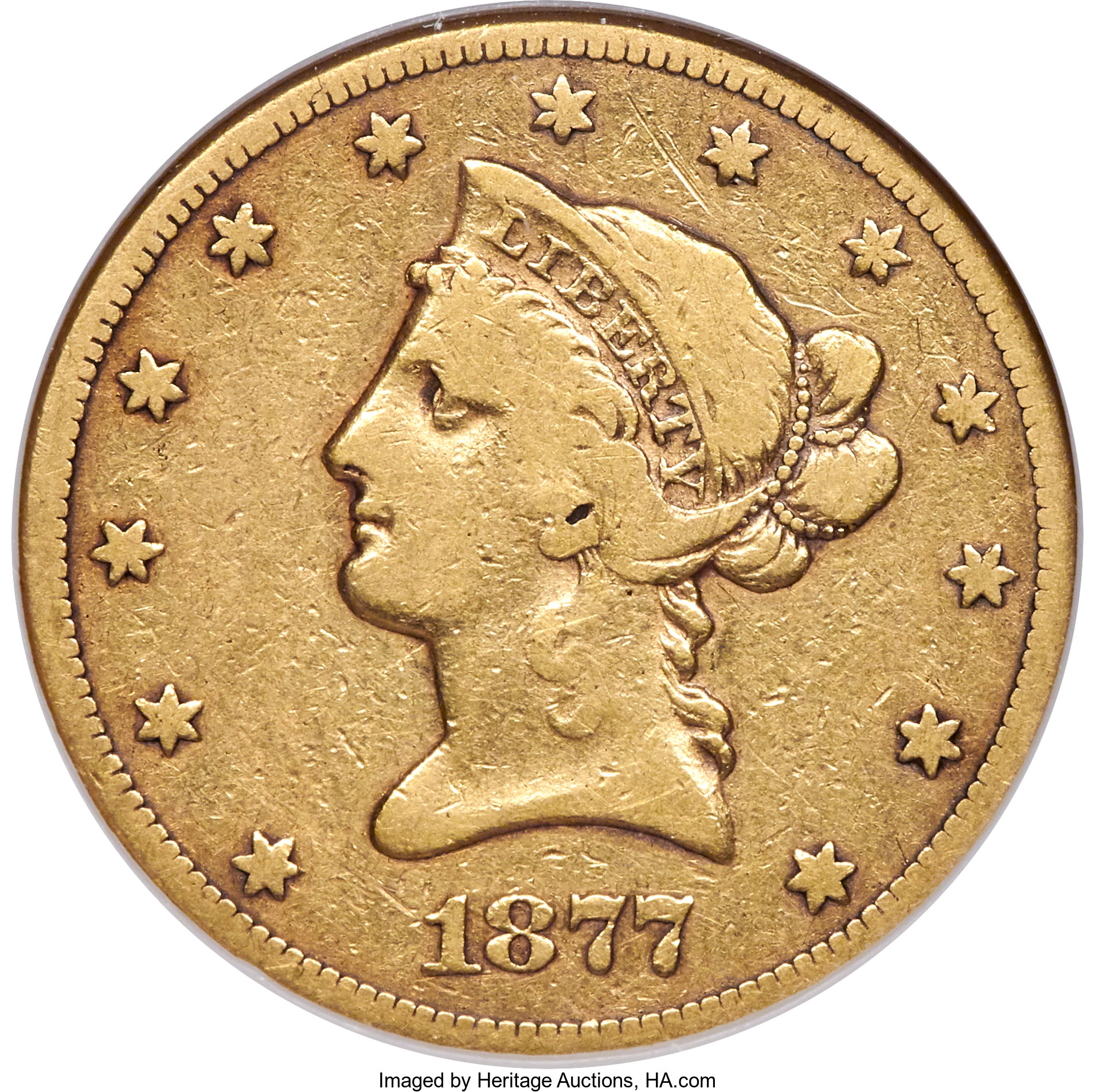 image for: 1877-CC $10 Fine 15 NGC. Variety 1-A....