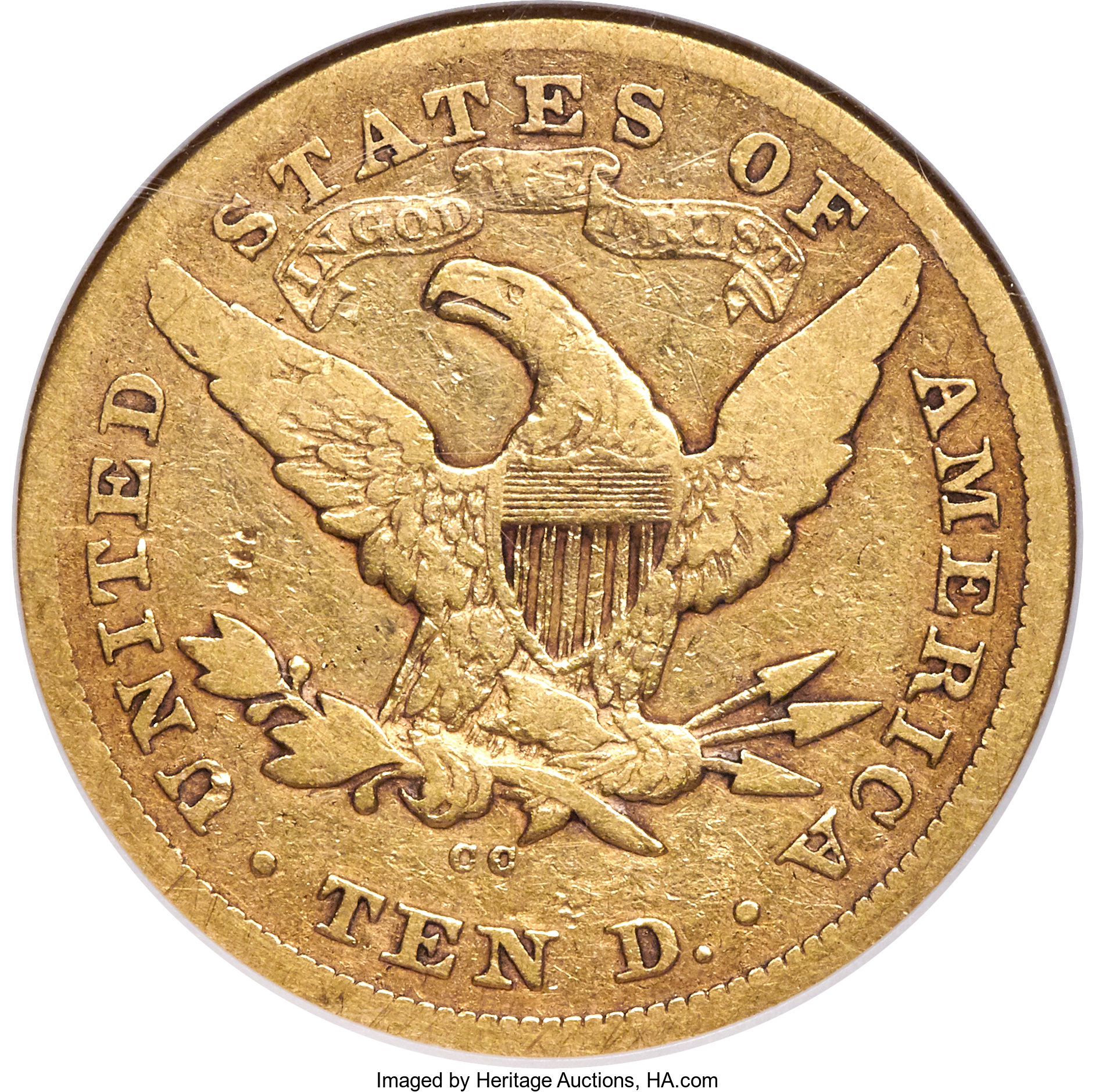 image for: 1877-CC $10 Fine 15 NGC. Variety 1-A....