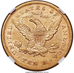 image for: 1877-S $10 AU55 NGC....