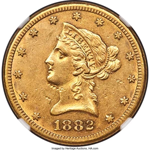 image for: 1882-CC $10 AU55 NGC. Variety 2-A....