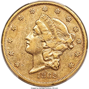 image for: 1862 $20 XF40 PCGS....