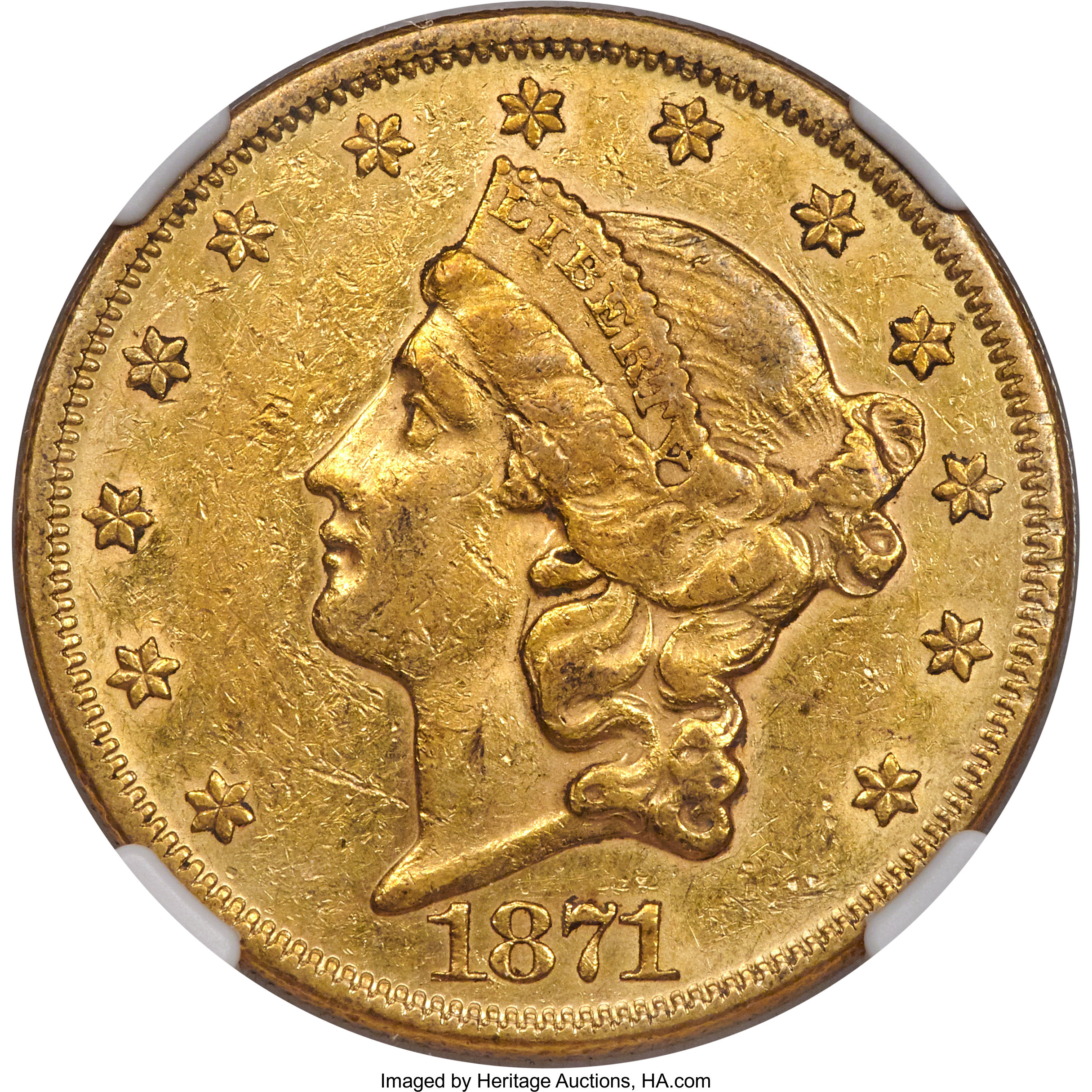 image for: 1871 $20 AU53 NGC....
