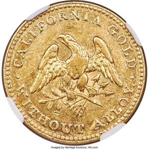 image for: 1849 $5 Norris, Gregg, & Norris Five Dollar, Plain Edge, AU55 NGC. K-2, R.5....