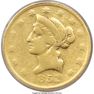 image for: 1852 $10 Wass Molitor Ten Dollar, Small Head Good 4 ANACS. K-3, R.6....