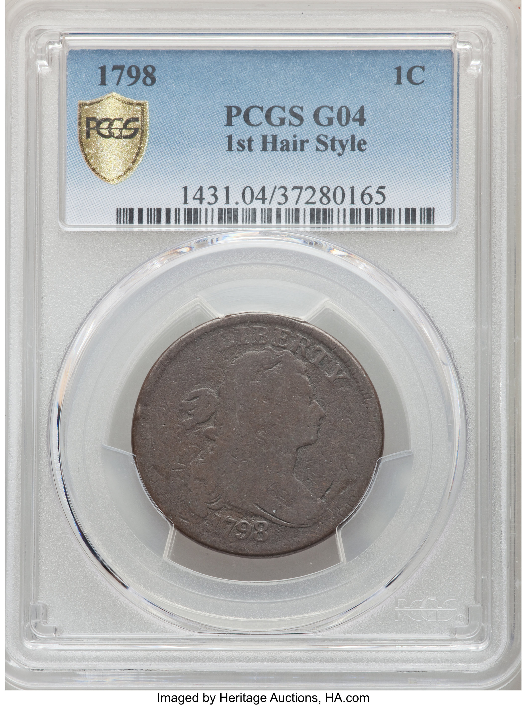 image for: 1798 1C First Hair Style, S-145, B-2, R.3, Good 4 PCGS....