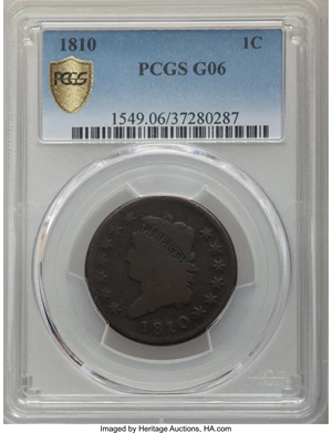 image for: 1810 1C S-282, B-3, R.2, Good 6 PCGS....
