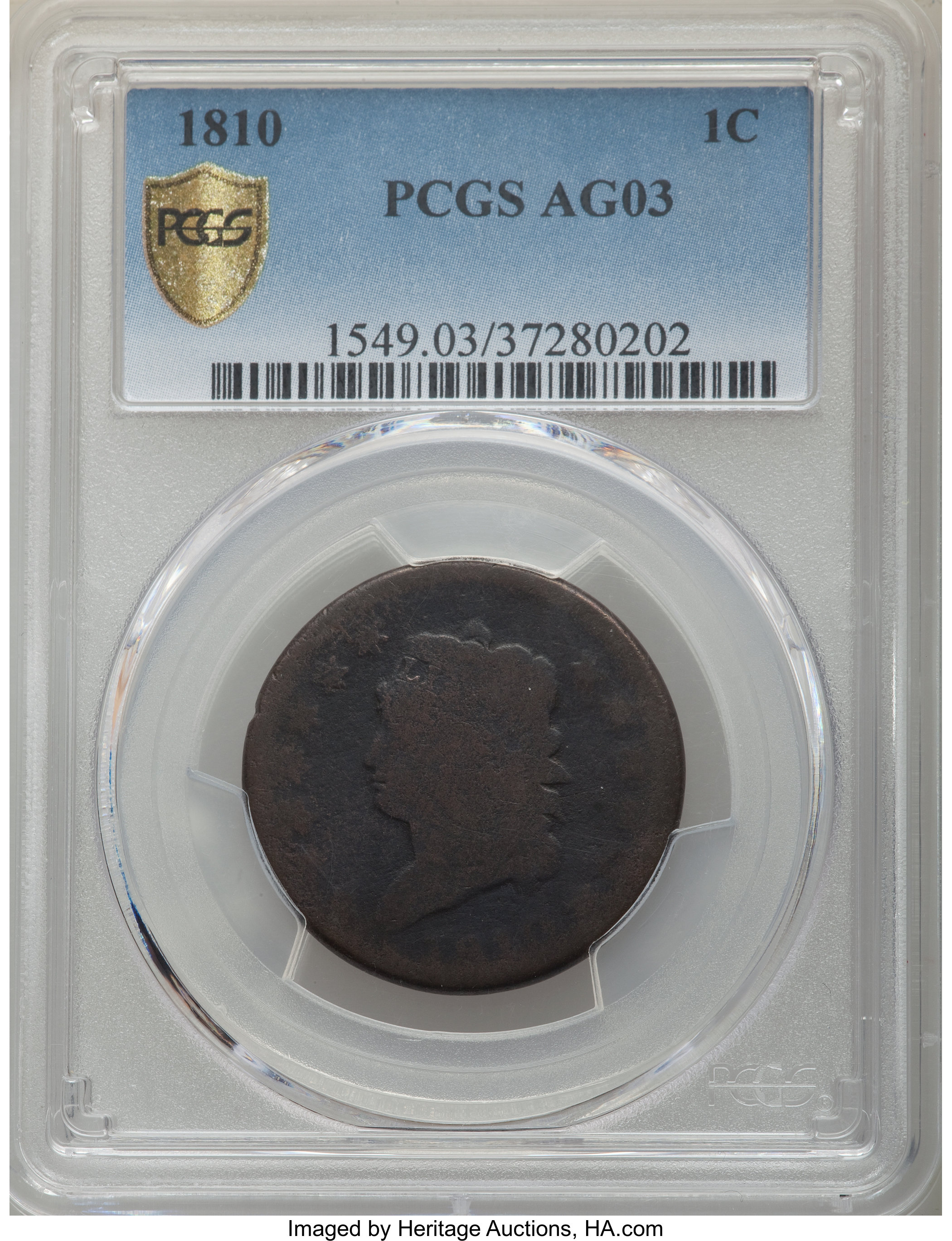 image for: 1810 1C S-283, B-4, R.2, AG3 PCGS....