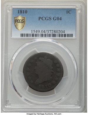 image for: 1810 1C S-285, B-2, R.2, Good 4 PCGS....