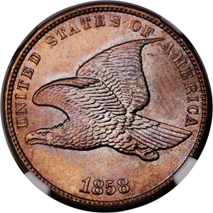 image for: 1858 1C Small Letters MS66 PCGS....