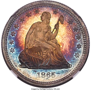 image for: 1865 25C PR66 Cameo NGC....