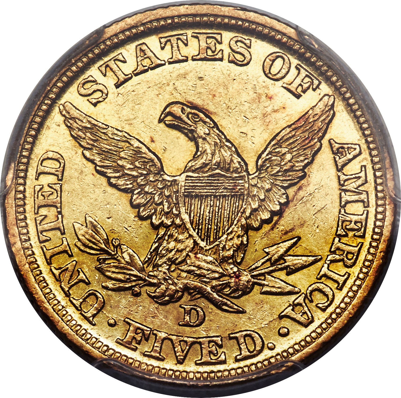 image for: 1846-D $5 AU58 PCGS. Variety 15-H....