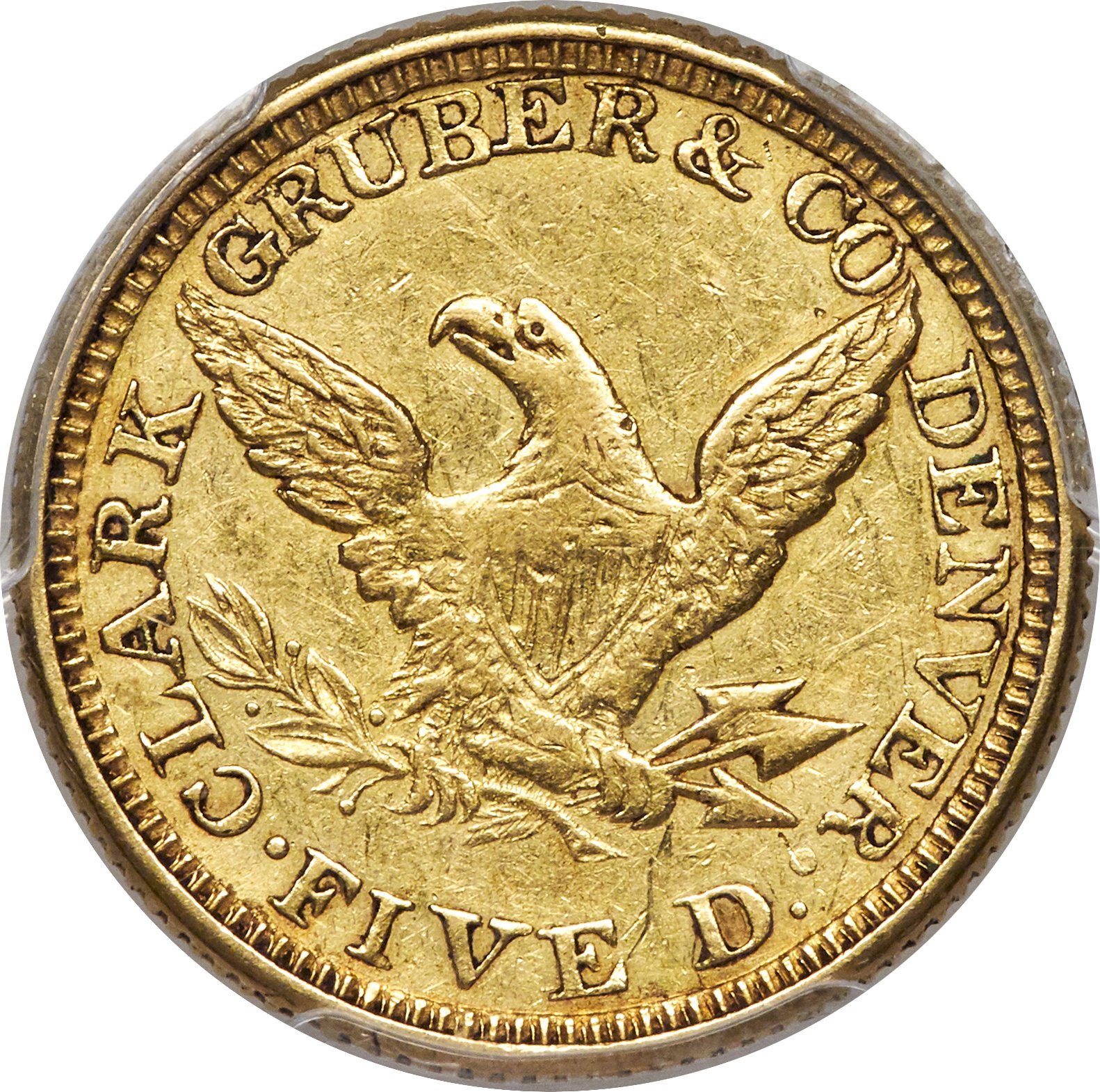 image for: 1861 $5 Clark, Gruber & Co. Five Dollar XF45 PCGS. K-6, R.4....