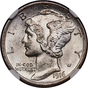 image for: 1916 10C MS68 Full Bands NGC....