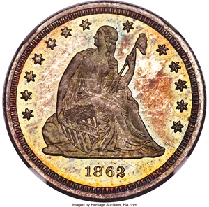 image for: 1862 25C PR65 NGC....
