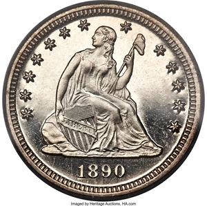 image for: 1890 25C PR66 Cameo PCGS. CAC....
