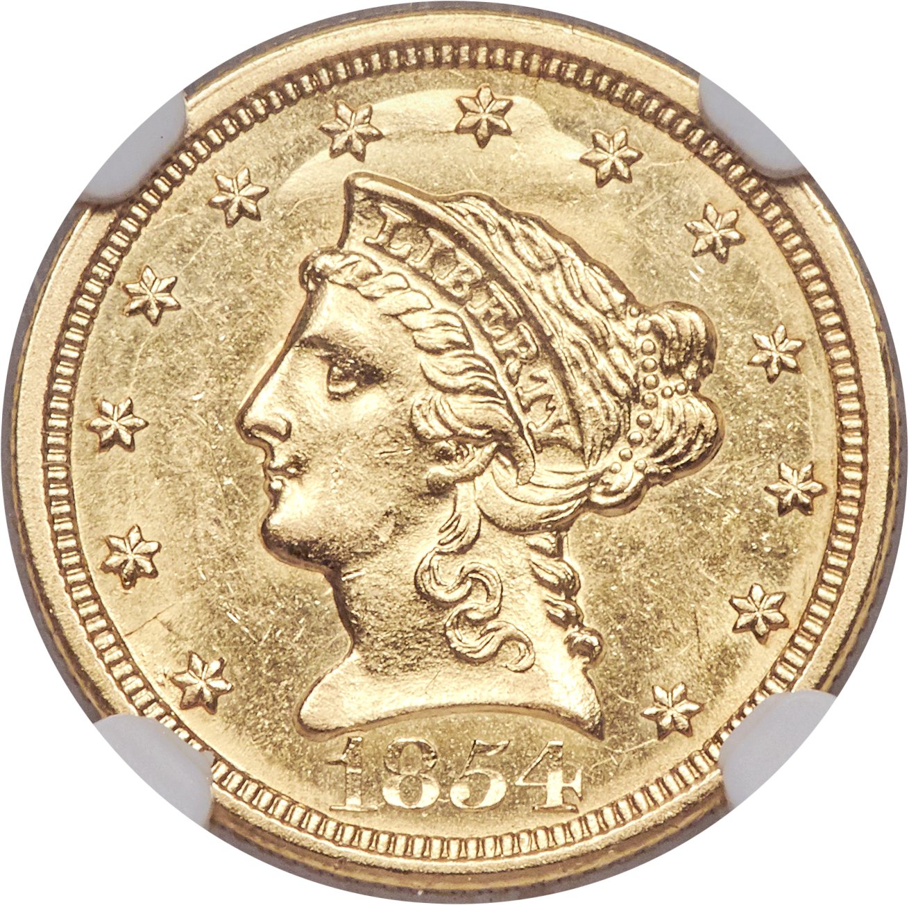 image for: 1854-O $2 1/2 MS62 NGC. Variety 2....