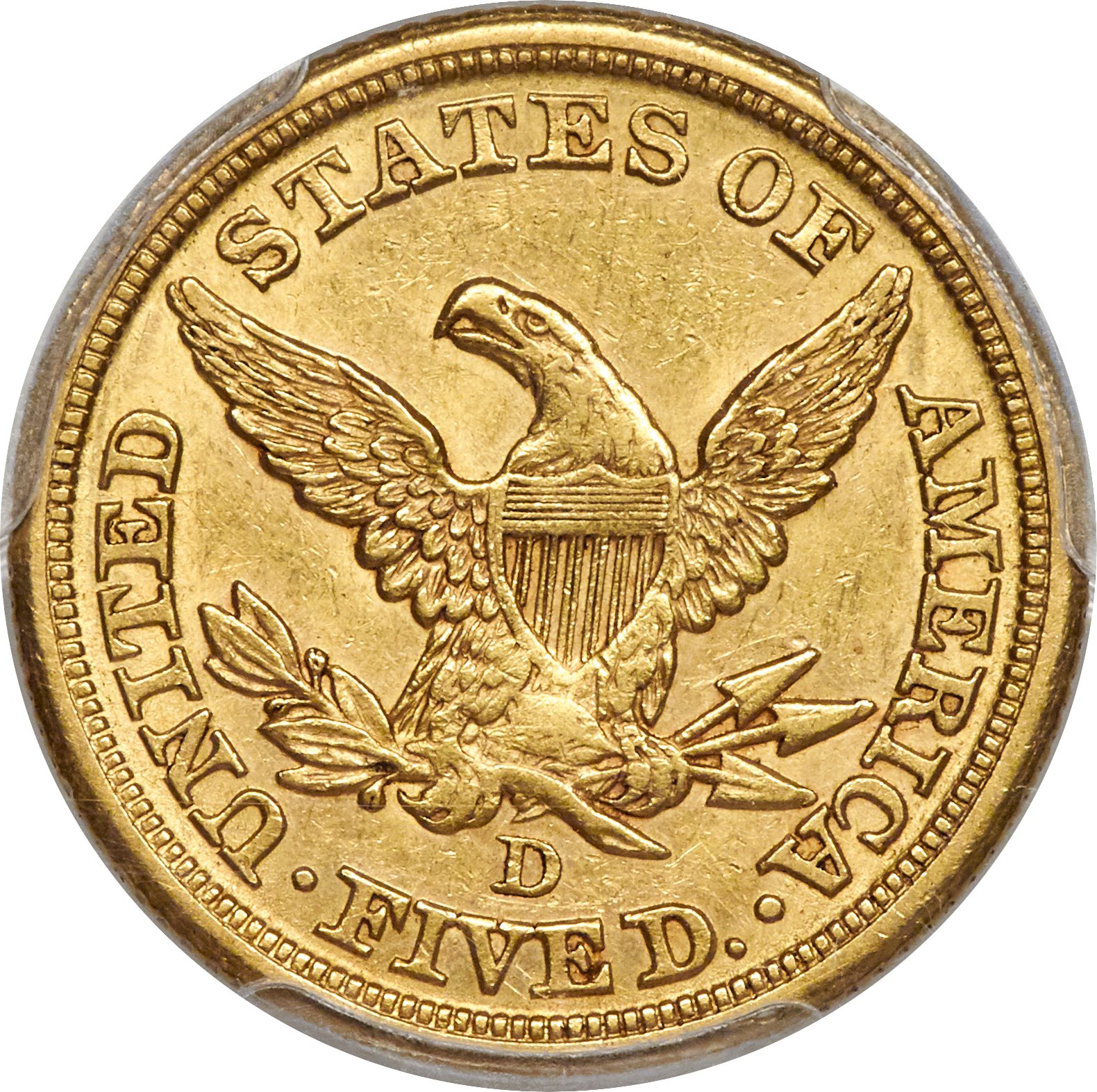 image for: 1856-D $5 AU55 PCGS. CAC. Variety 39-FF....