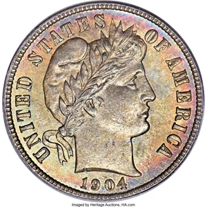 image for: 1904 10C MS66 PCGS. CAC. PCGS Population: (10/2). NGC Census: (6/0). CDN: $1,200 Whsle. Bid for problem-free NGC/PCGS MS66....