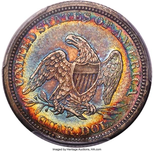 image for: 1864 25C AU50 PCGS Secure. PCGS Population: (4/68 and 0/3+). NGC Census: (2/45 and 0/1+). CDN: $650 Whsle. Bid for problem-...