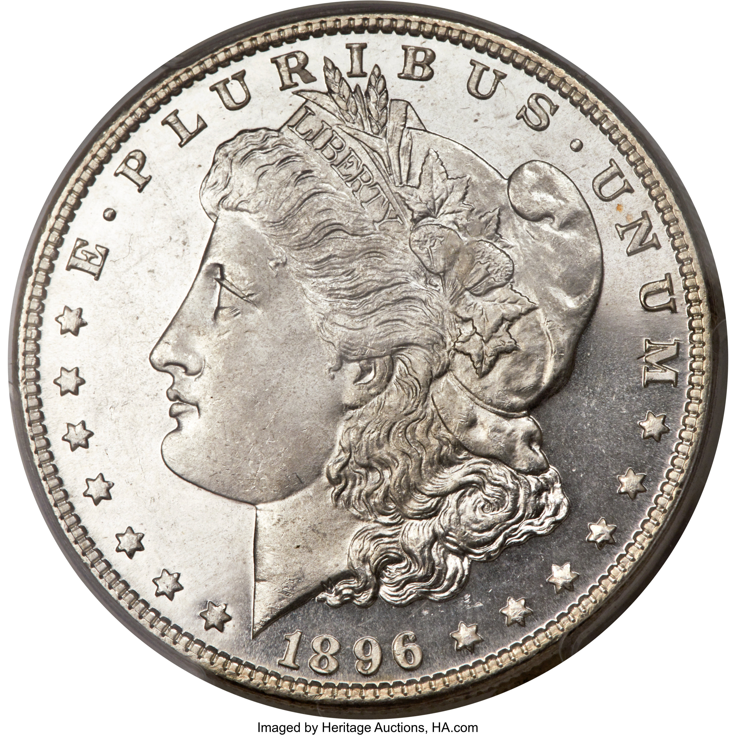 image for: 1896 $1 MS66+ Prooflike PCGS. CAC. PCGS Population: (25/1 and 3/0+). NGC Census: (11/1 and 0/0+).  ...