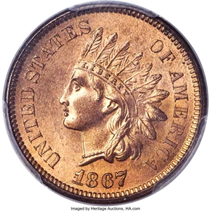 image for: 1867 1C MS65 Red PCGS. Snow-5....