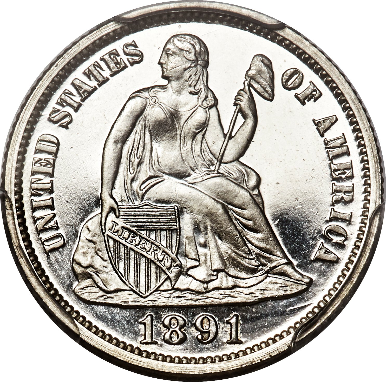 image for: 1891 10C PR66+ Deep Cameo PCGS. CAC. F-130, R.3....