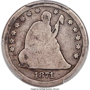 image for: 1871-CC 25C Good 6 PCGS. Briggs 1-A, Flynn-RPD-001....