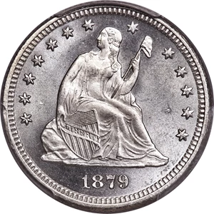image for: 1879 25C MS67 PCGS. CAC. Briggs 1-A....
