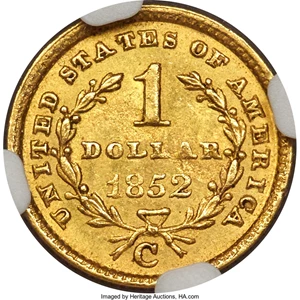 image for: 1852-C G$1 MS64 NGC. Variety 2....