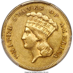 image for: 1864 $3 AU58 PCGS. CAC....