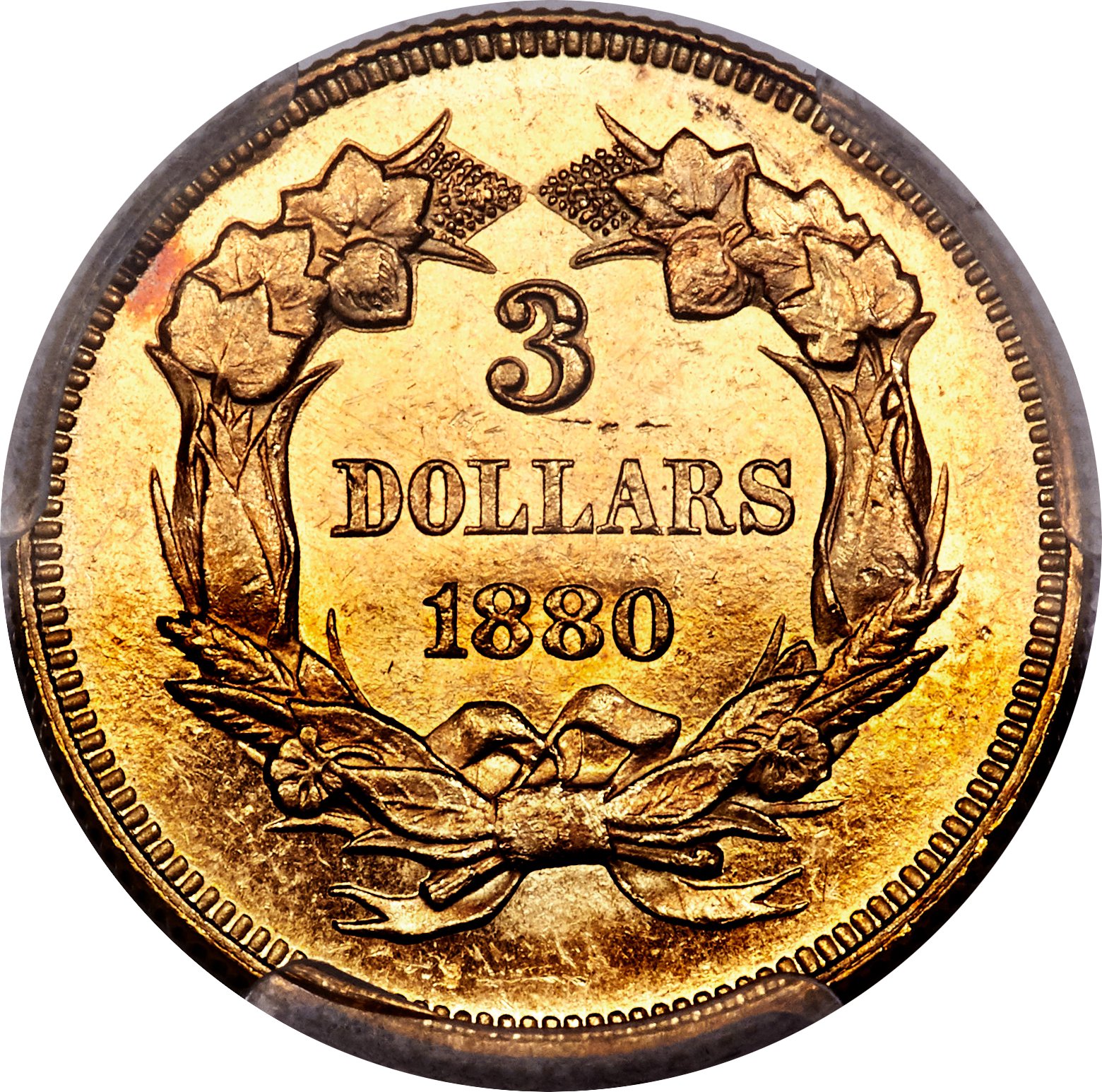 image for: 1880 $3 MS64 PCGS. CAC....