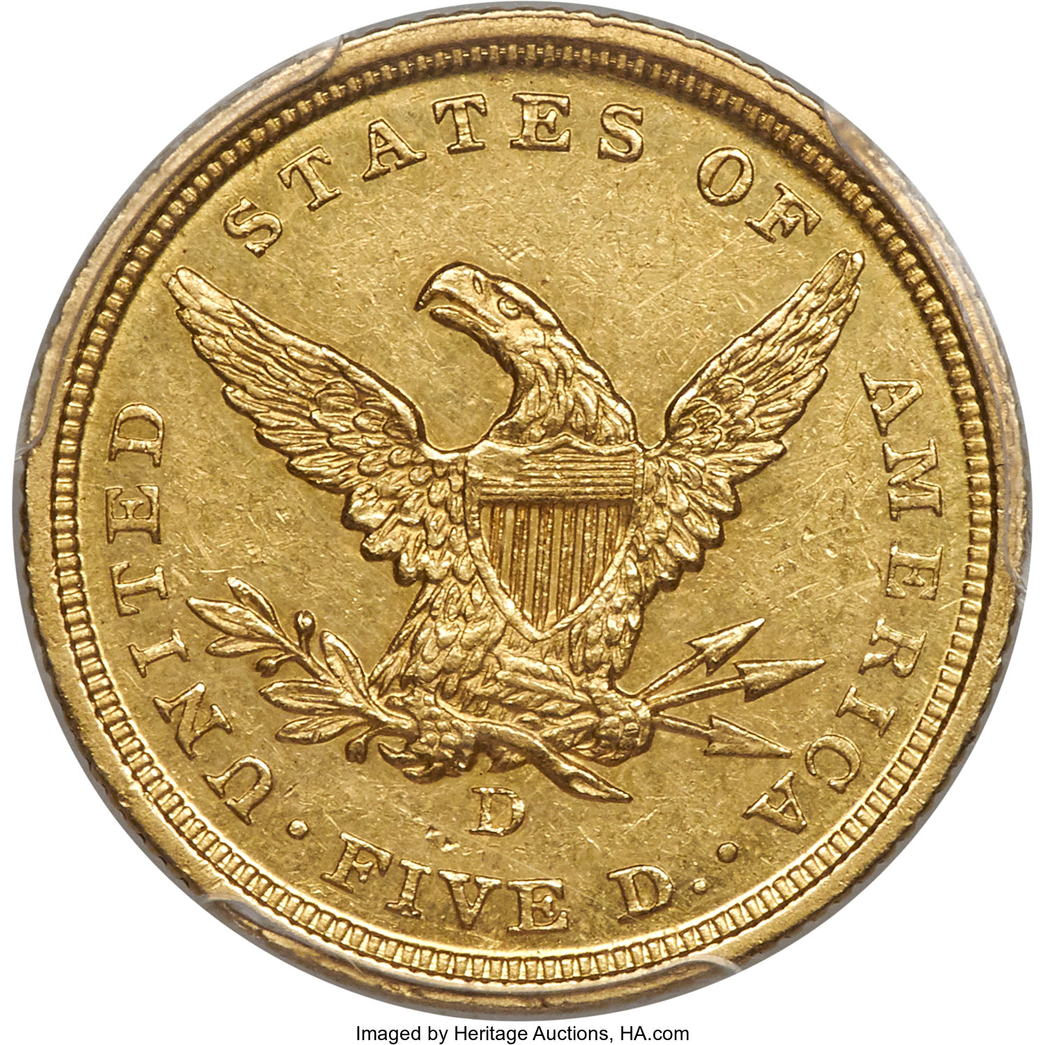 image for: 1840-D $5 Tall D MS60 PCGS. Variety 3-B....