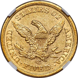 image for: 1856-C $5 AU58 NGC. Variety 1....