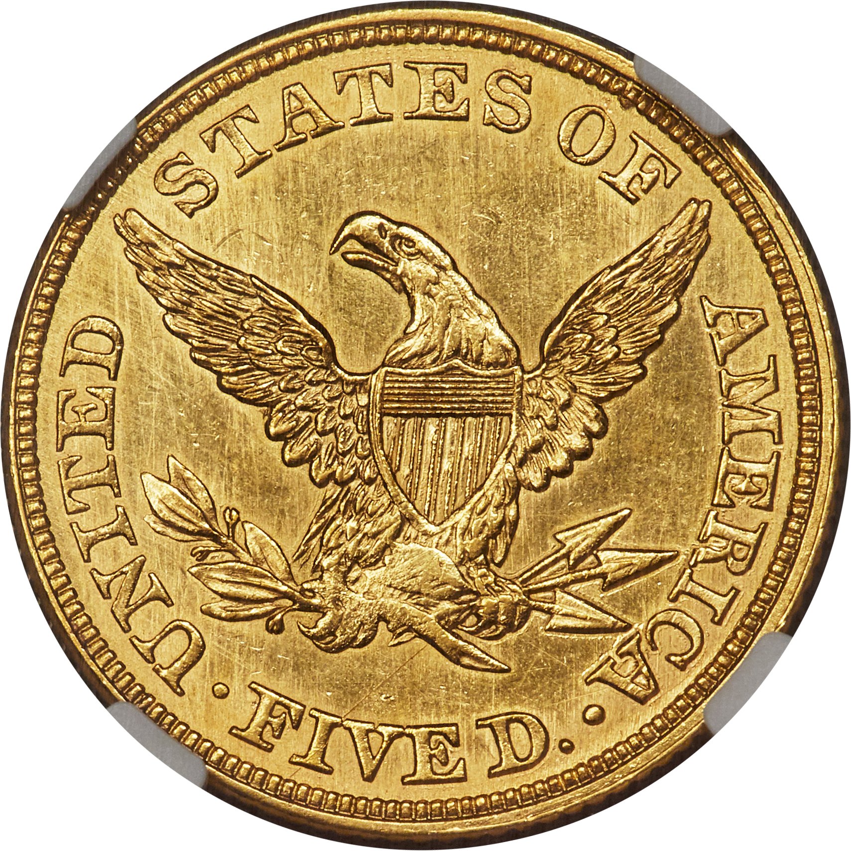 image for: 1858 $5 MS63 NGC....