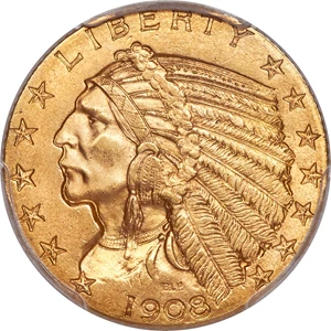 image for: 1908-S $5 MS64 PCGS....