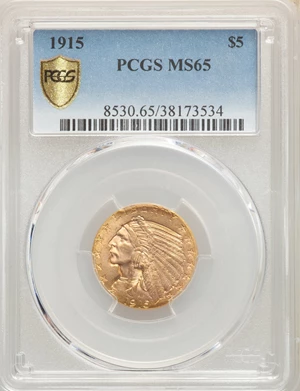 image for: 1915 $5 MS65 PCGS....