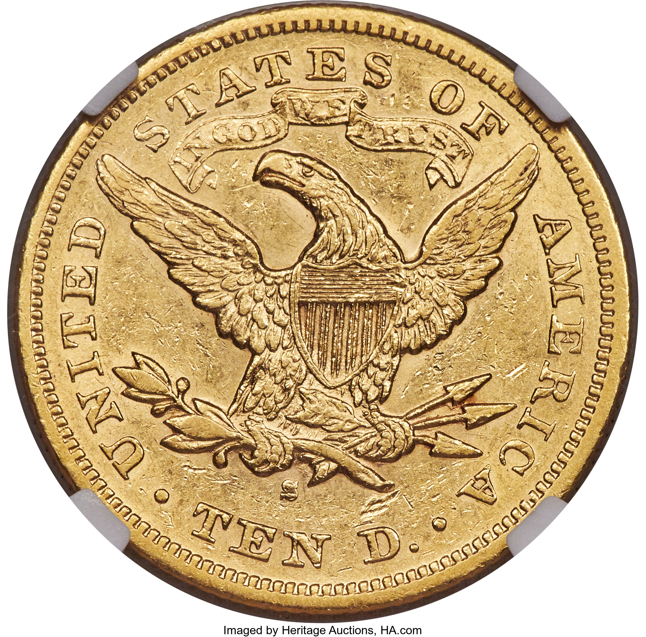 image for: 1874-S $10 AU55 NGC....