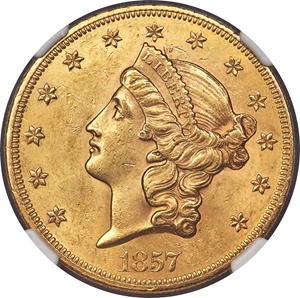 image for: 1857 $20 MS61 NGC....