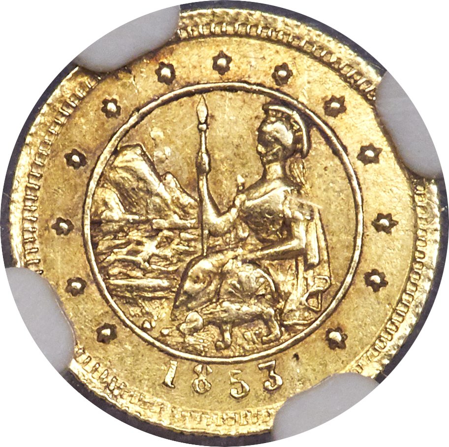 image for: 1853 50C Arms of California 50 Cents, BG-435, Low R.5, MS61 NGC....