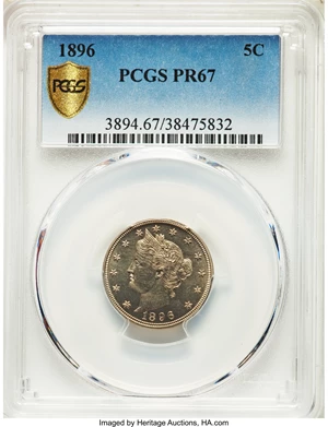 image for: 1896 5C PR67 PCGS....