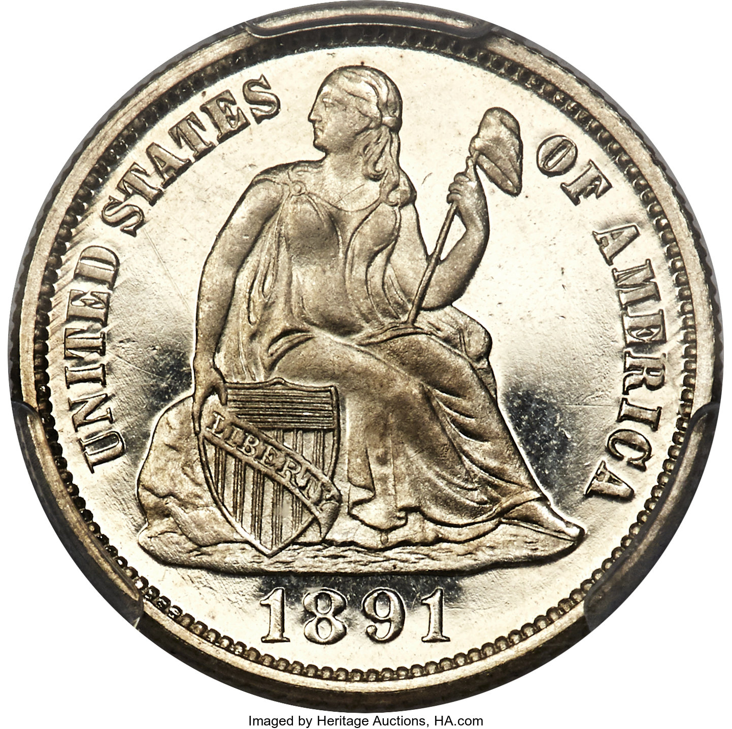 image for: 1891 10C PR66+ Deep Cameo PCGS. CAC. F-130, R.3....