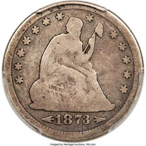 image for: 1873-CC 25C Arrows Good 6 PCGS. CAC. Briggs 1-A....