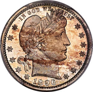 image for: 1896 25C PR66 Cameo PCGS. CAC....