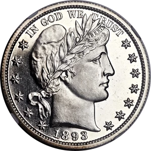 image for: 1893 50C PR65+ Cameo NGC....
